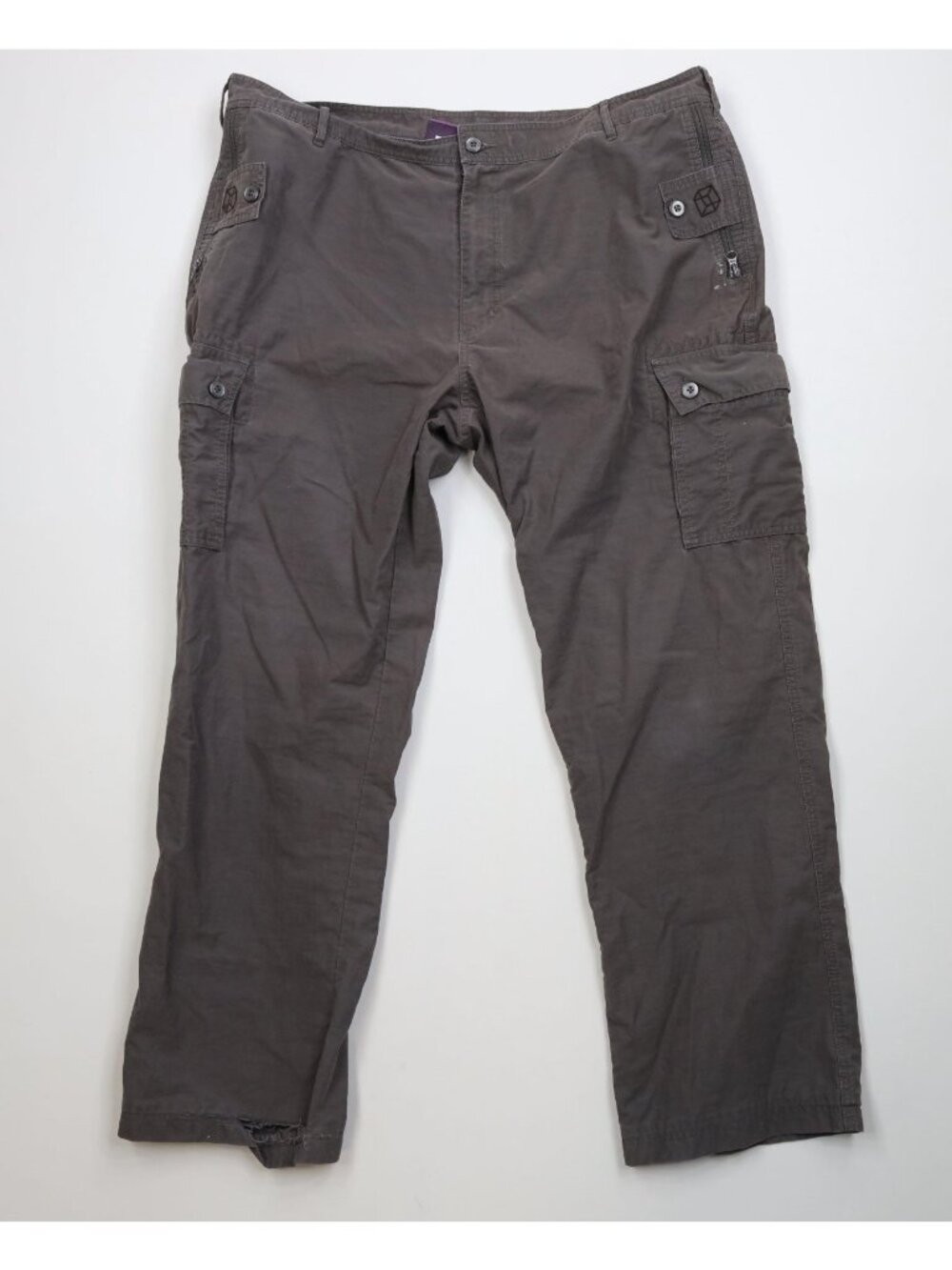 Clothing Arts Mens 42x31 Distressed Adventure Traveler Wide Leg Cargo Pants Gray